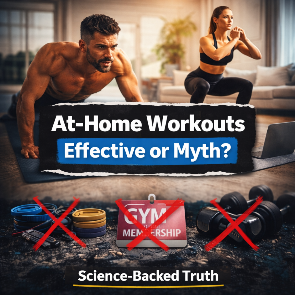 At-home workouts effective for fat loss using bodyweight exercises in a home environment, no gym membership required, science-backed results.